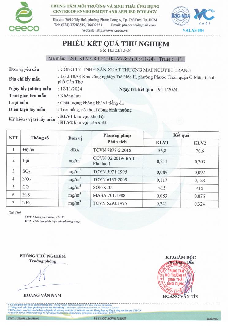 Phiếu kết quả thử nghiệm 4